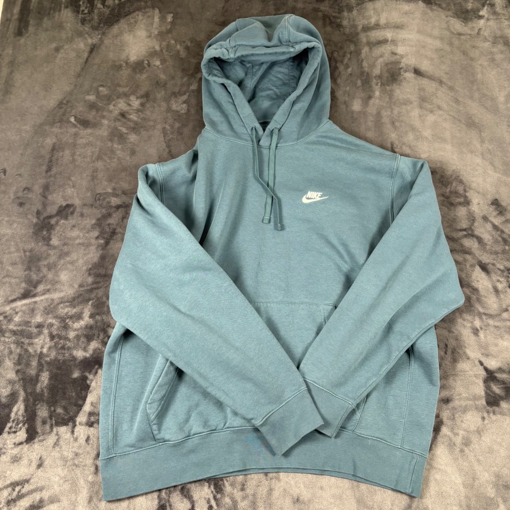 Nike Hoodie Pullover Mens XL Teal Blue Sportswear Fleece Futura Logo 4610